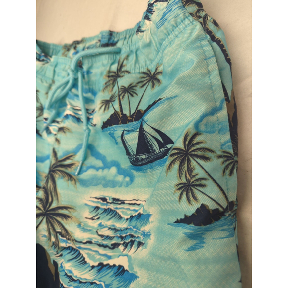 Men's George Swim Trunks Shorts M (32-34) Blue Palm Tree Print - Picture 2 of 3
